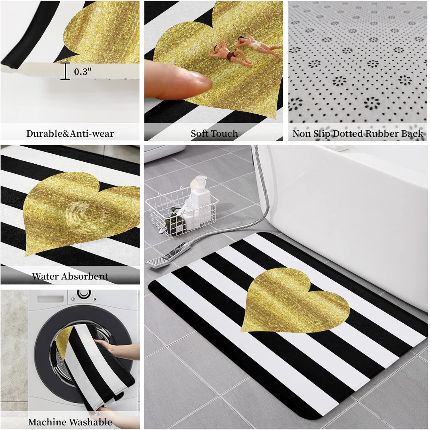 Love Valentine Heart Kitchen Floor Mats 2PCS
