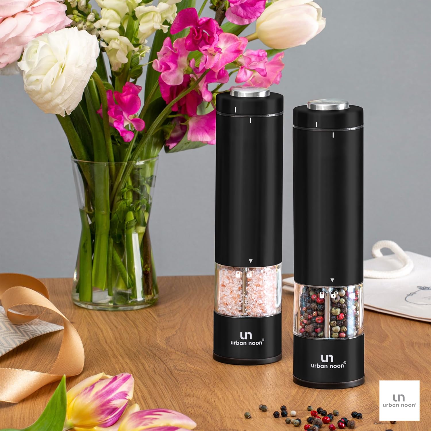Elegant Electric Salt Pepper Grinder 2-Piece Set