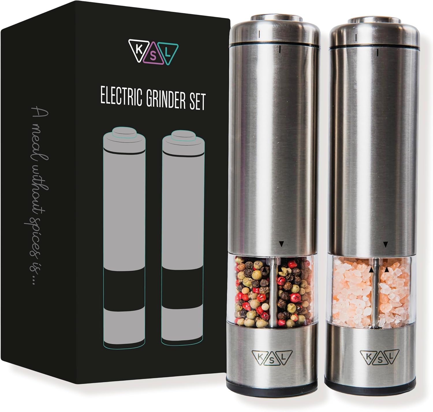 KSL Electric Salt Pepper Grinder Set - Adjustable Motorized