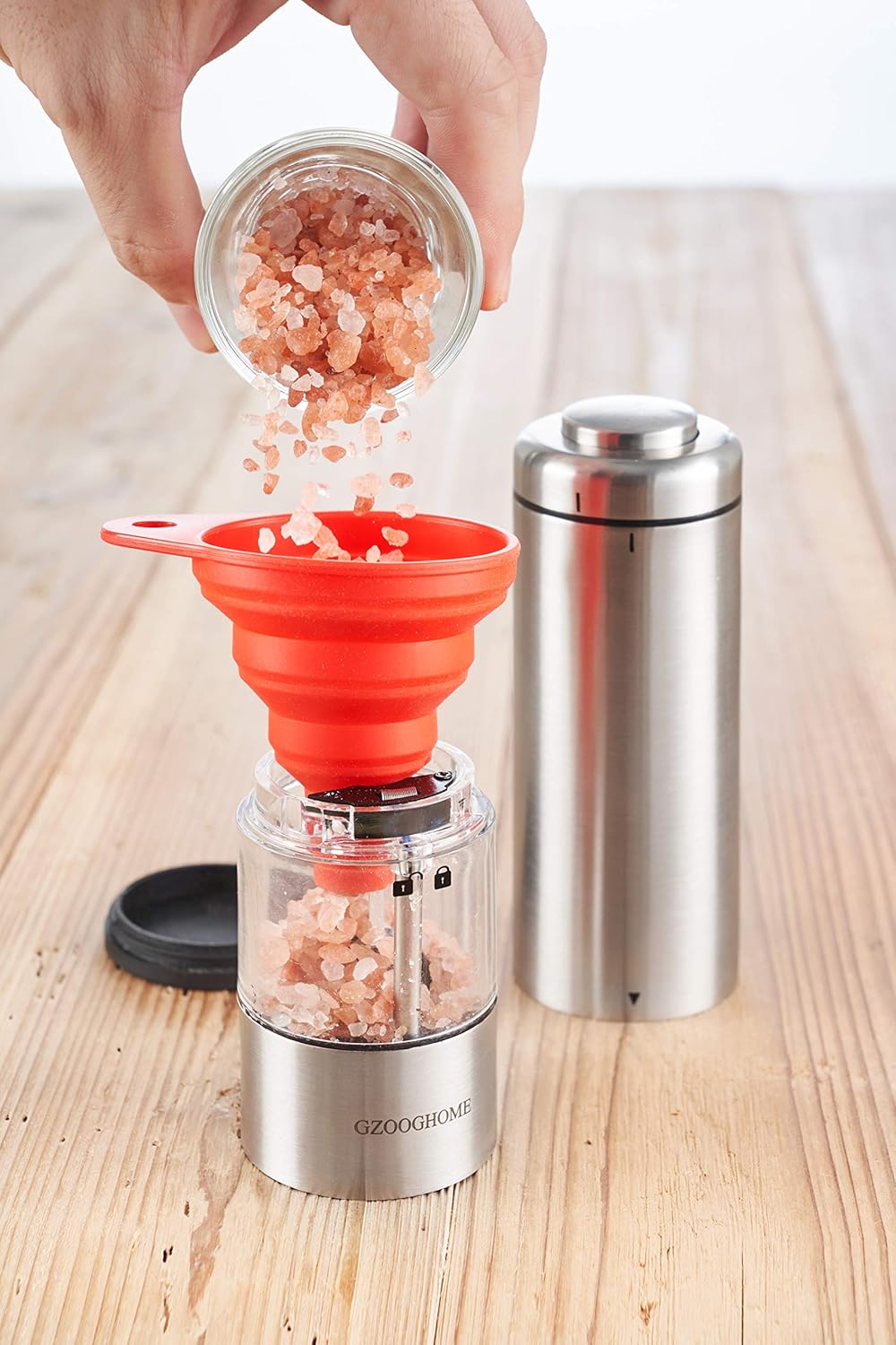 GZOOGHOME 2-Piece Electric Salt and Pepper Mill Set