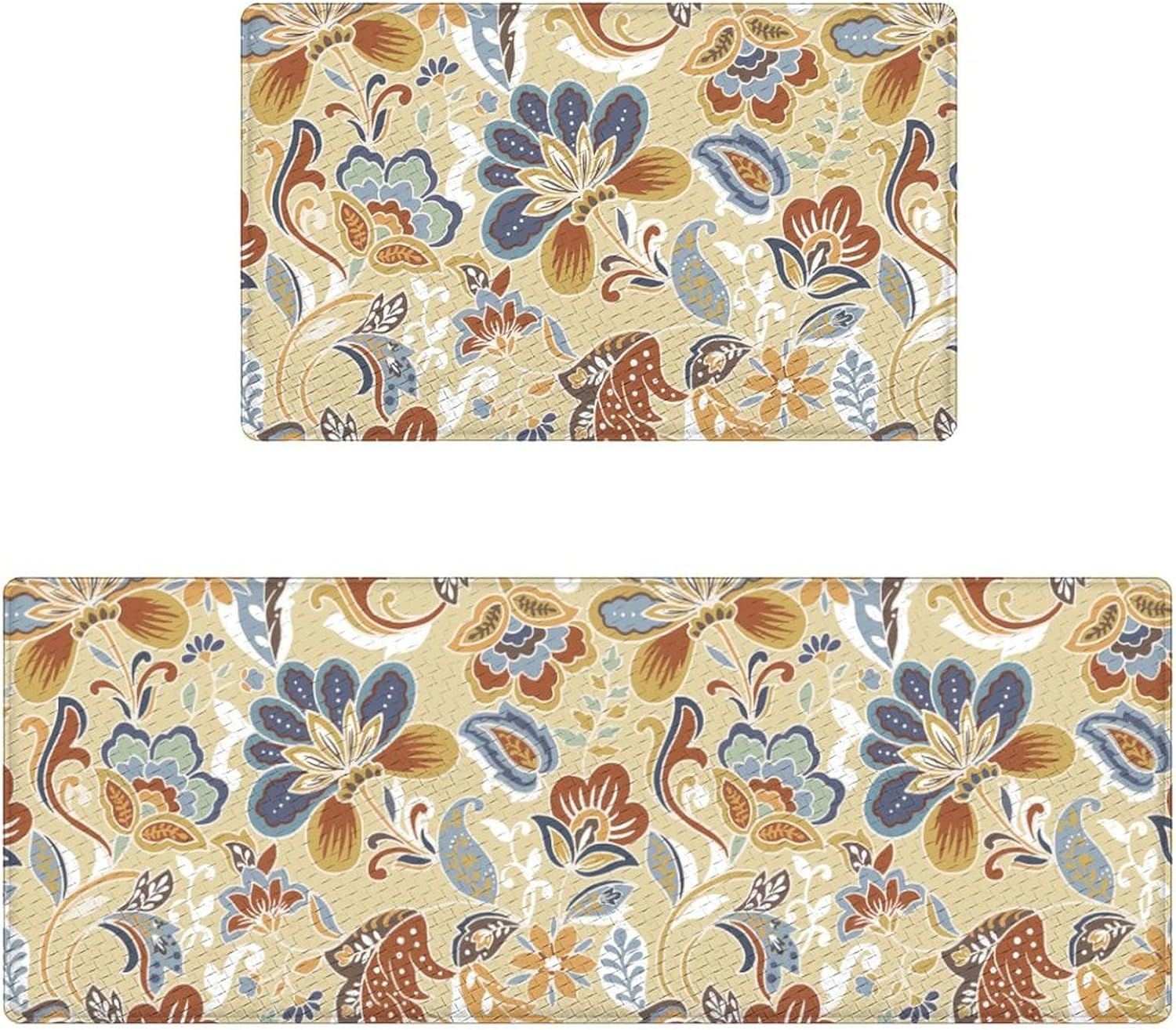 Perfect Pair of Kitchen MatsNon-Skid Waterproof Floral Design