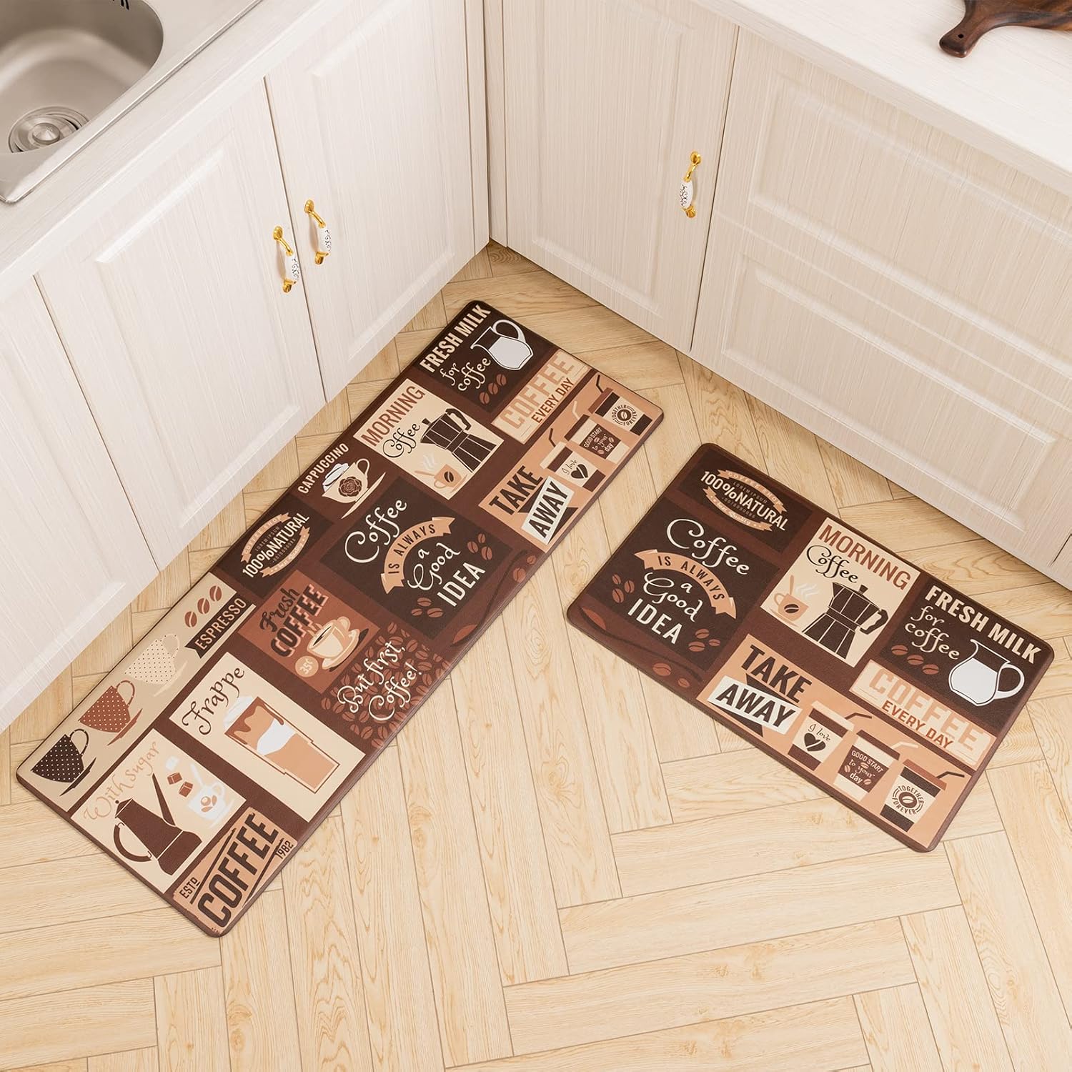 Asrug Anti Fatigue Kitchen Mat Dark Coffee Design