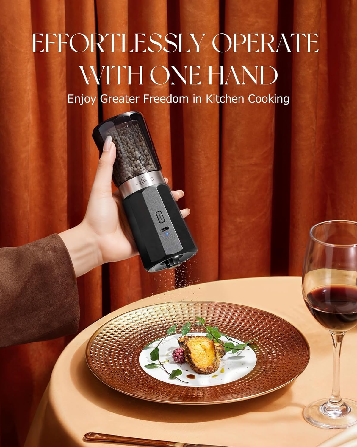 Compact Durable and Versatile Electric Salt and Pepper Grinder Set