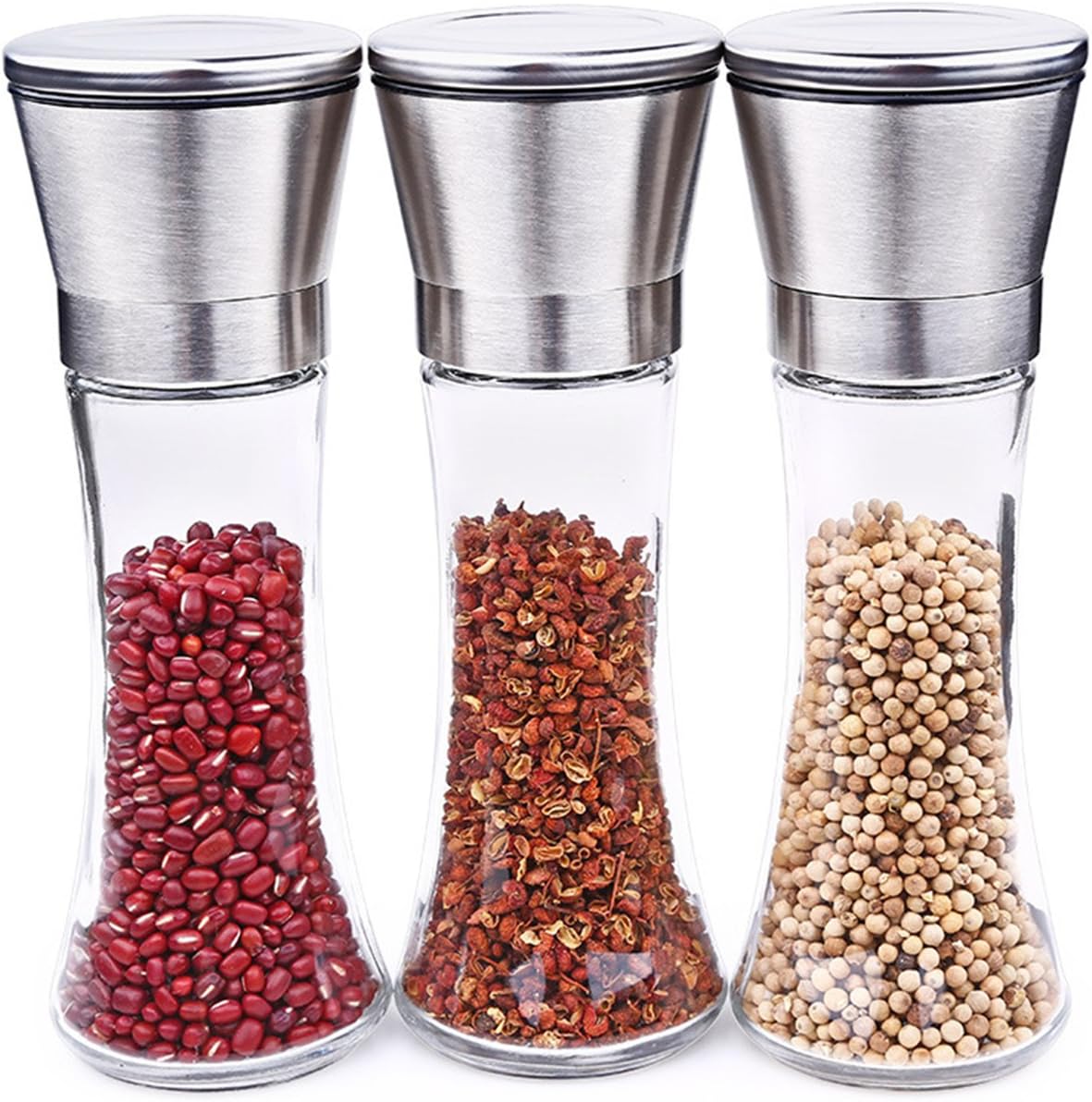 BlueSnail Stainless Steel Manual Salt Pepper Grinder Glass Cone Silver