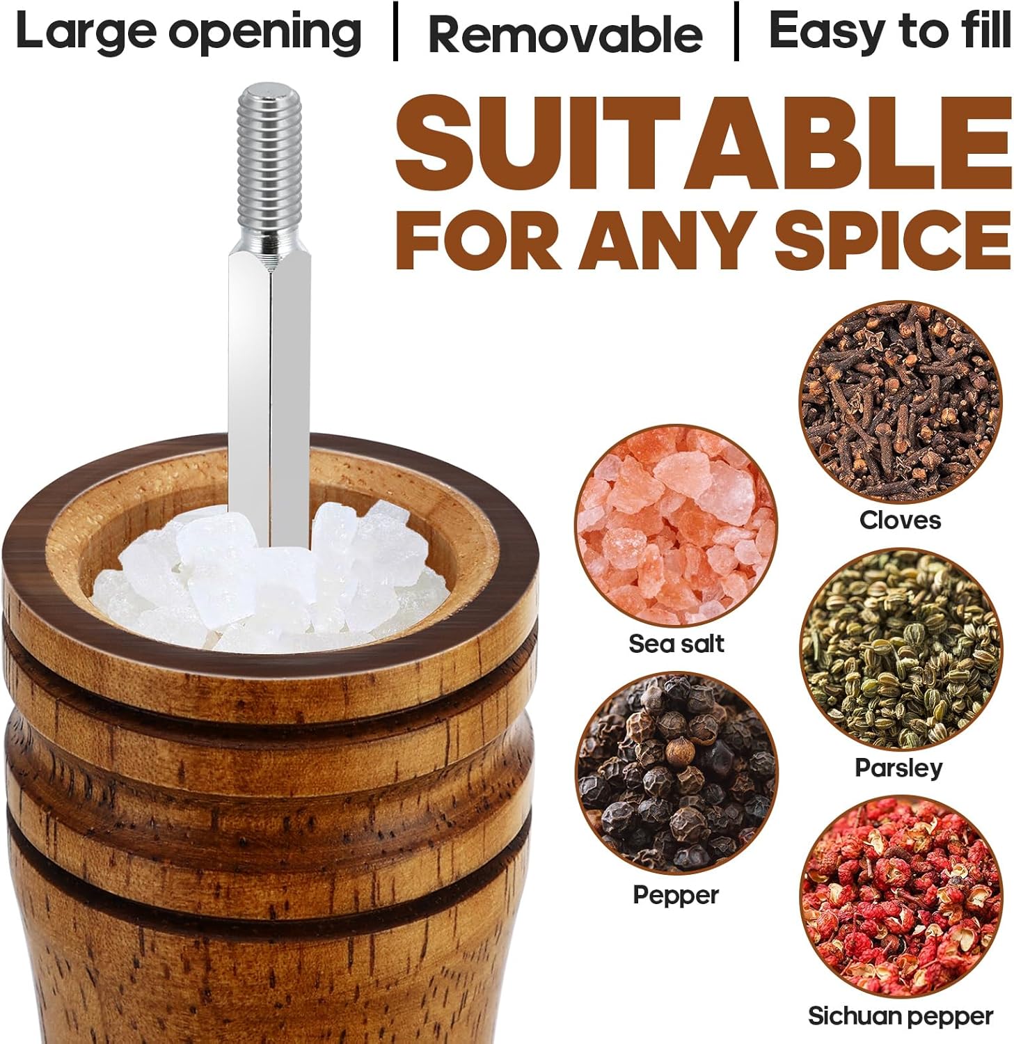 Elegant Twin 10-Inch Wooden Salt and Pepper Mill Set