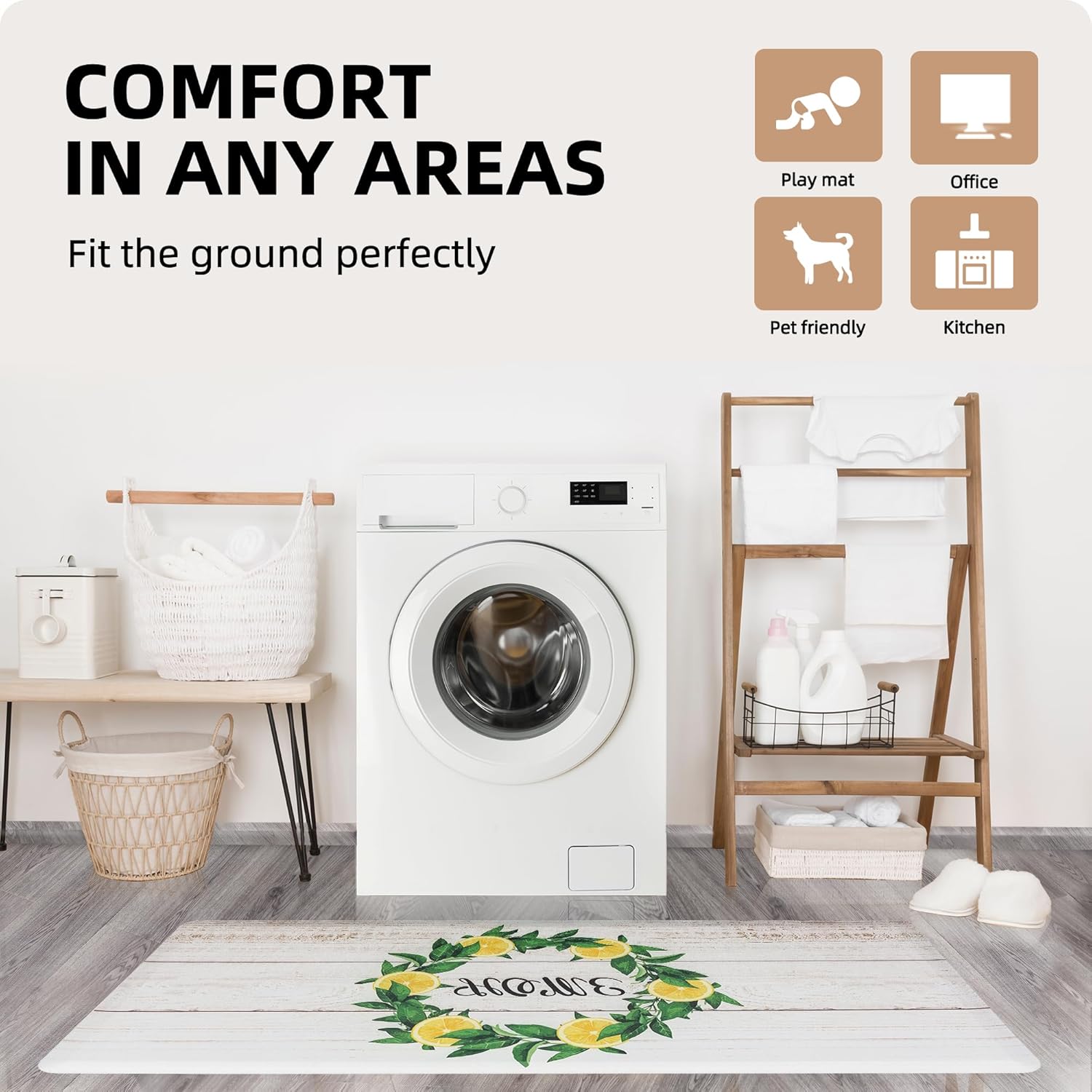 KOKHUB Anti-Fatigue Kitchen Mat Soft Cushioned for Standing Use
