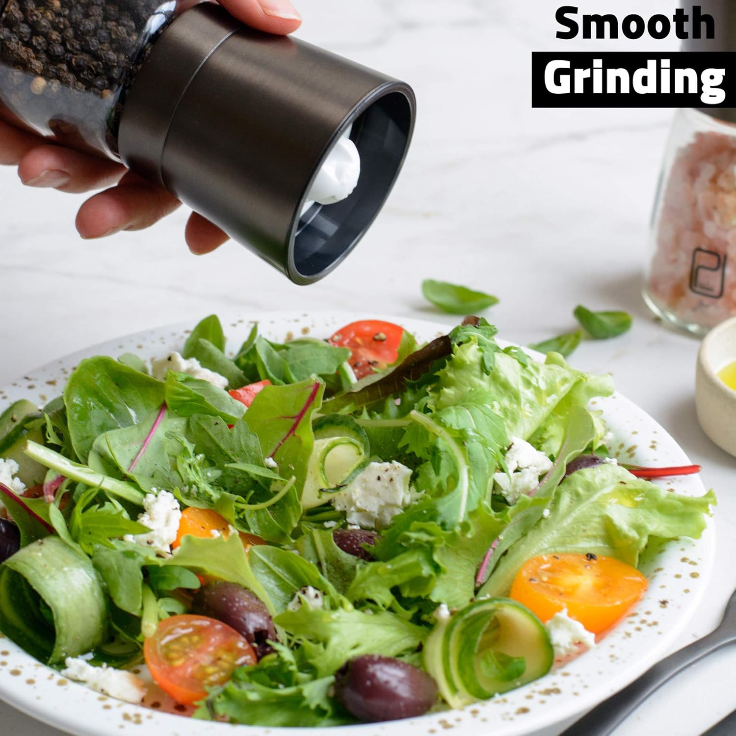 PJCKitchen Black Stainless Steel Salt and Pepper Grinder Set