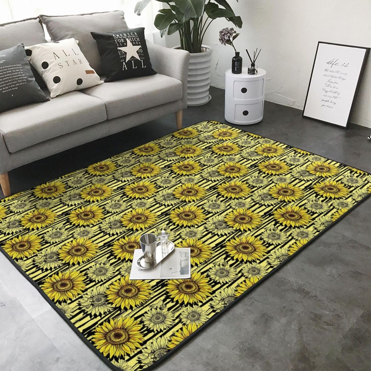 Breaux Bees Sunflowe Print Non-Slip Floor Mat