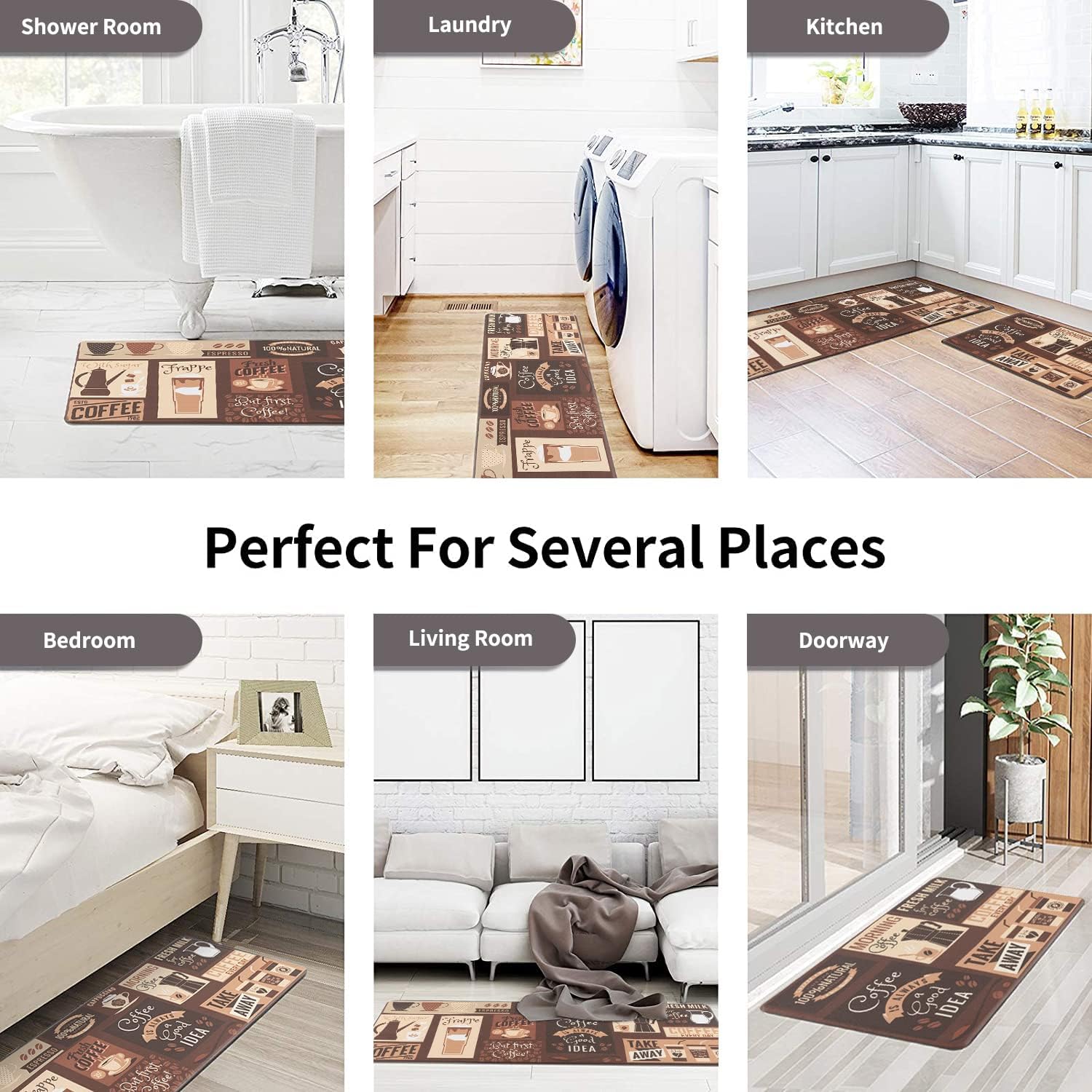 Asrug Anti Fatigue Kitchen Mat Dark Coffee Design
