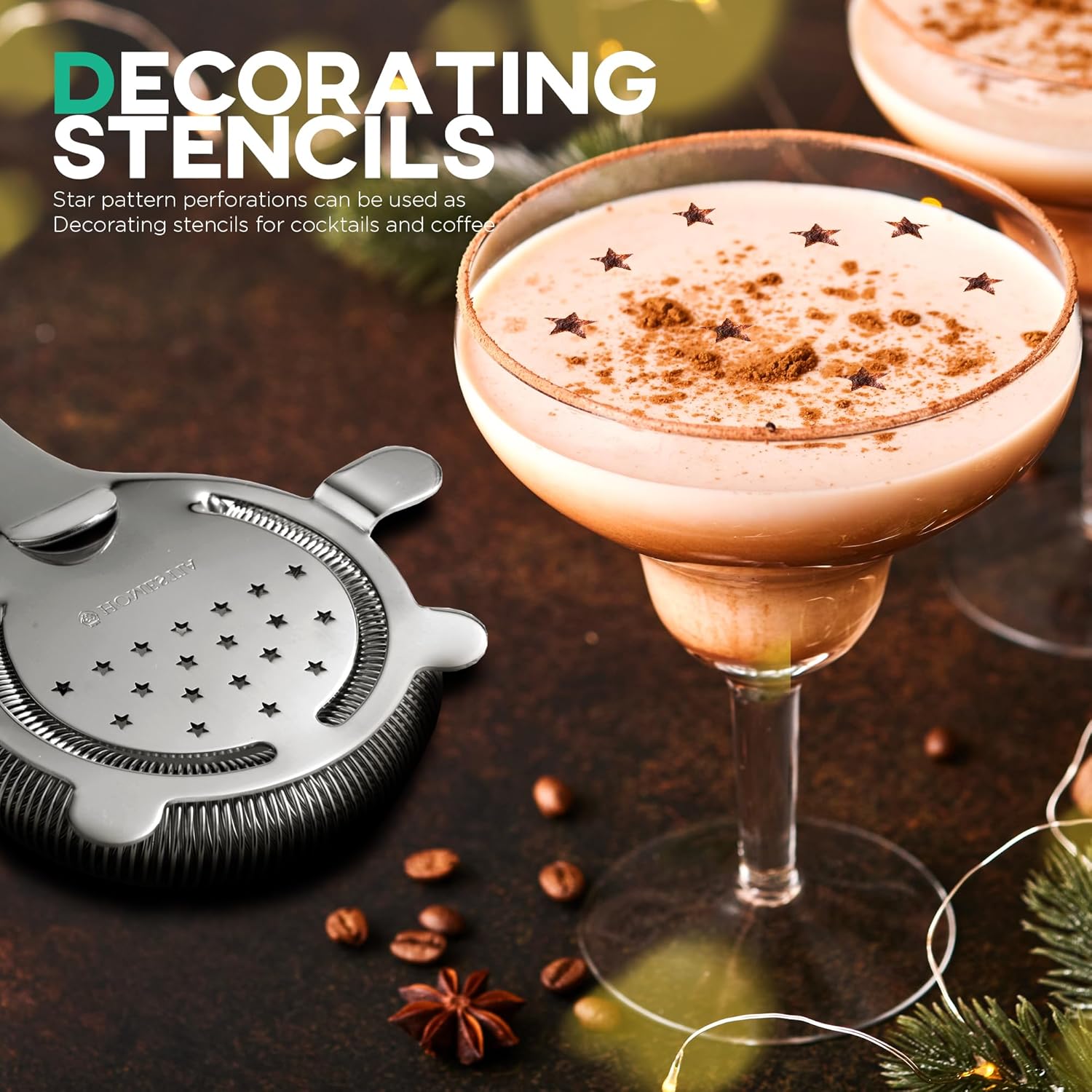Homestia 304 Stainless Steel Cocktail Strainer for Drinks