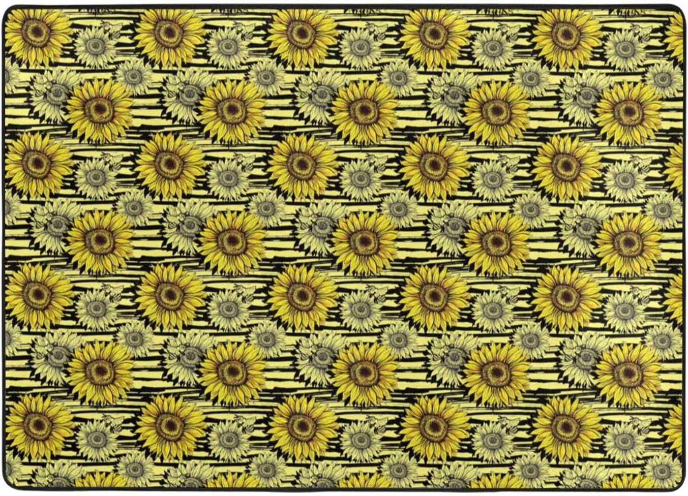Breaux Bees Sunflowe Print Non-Slip Floor Mat