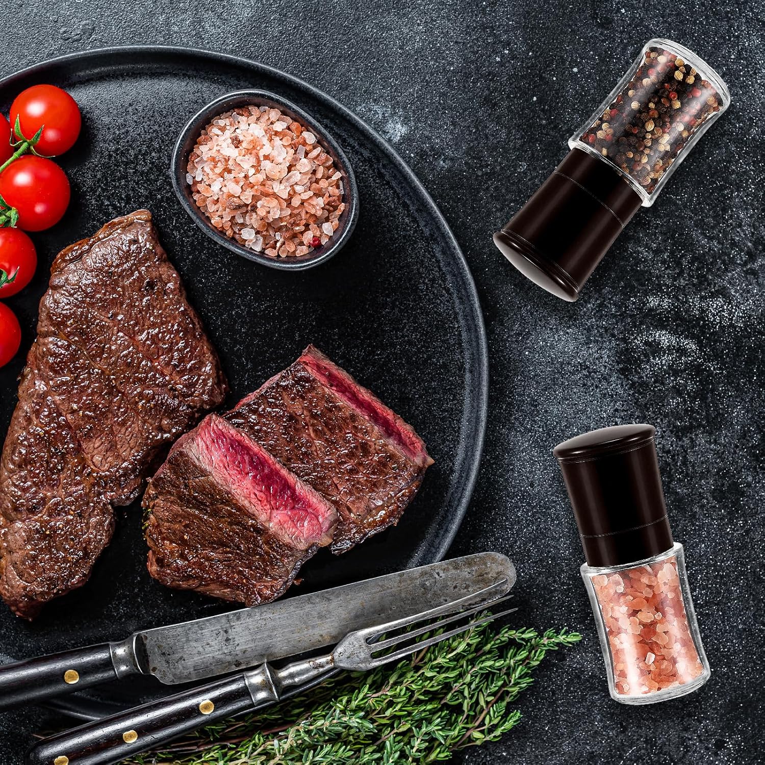 Vzaahu Salt and Pepper Grinder Set - Brown