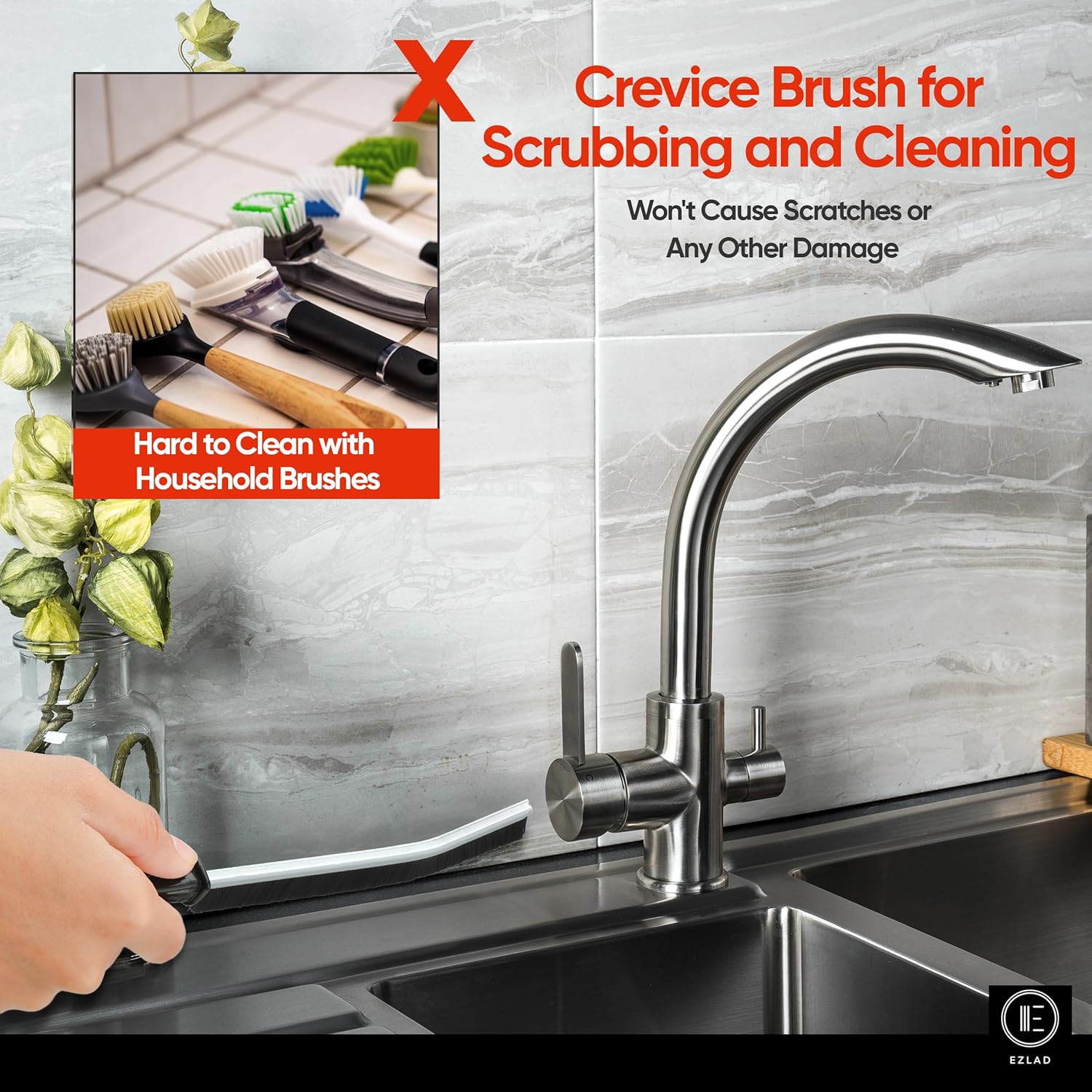 5-Piece Crevice Cleaning Brush Set for Multifunctional Cleaning