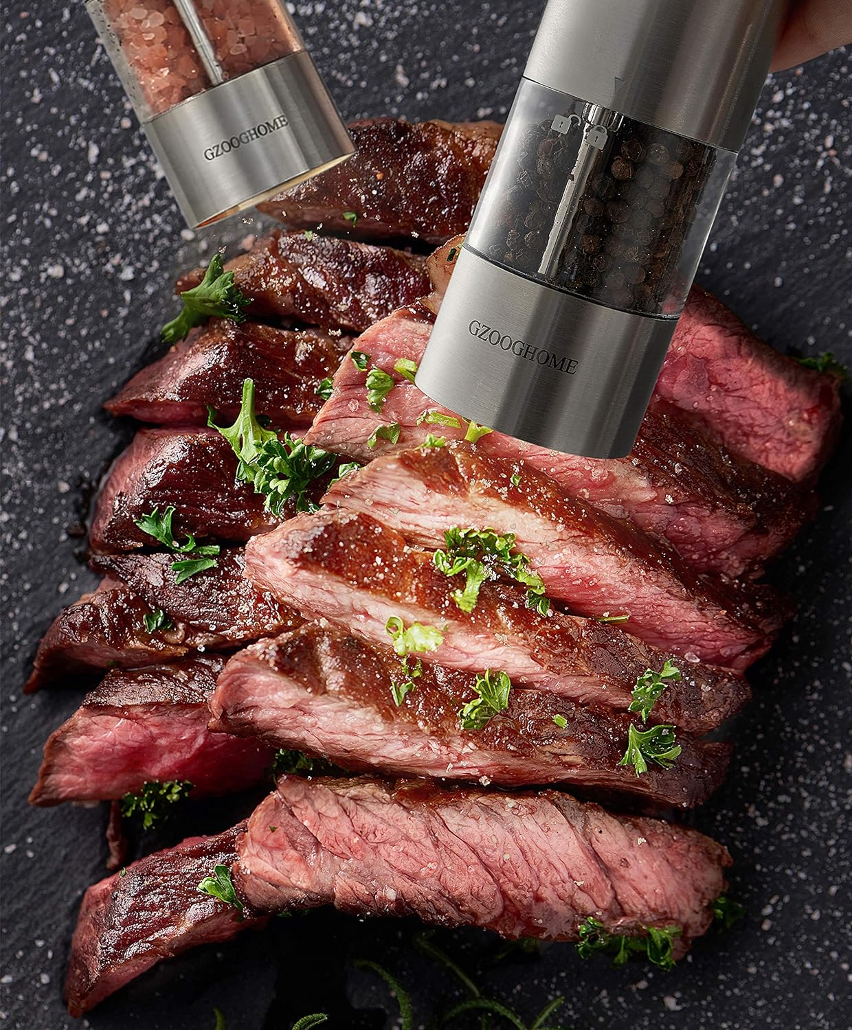 GZOOGHOME 2-Piece Electric Salt and Pepper Mill Set