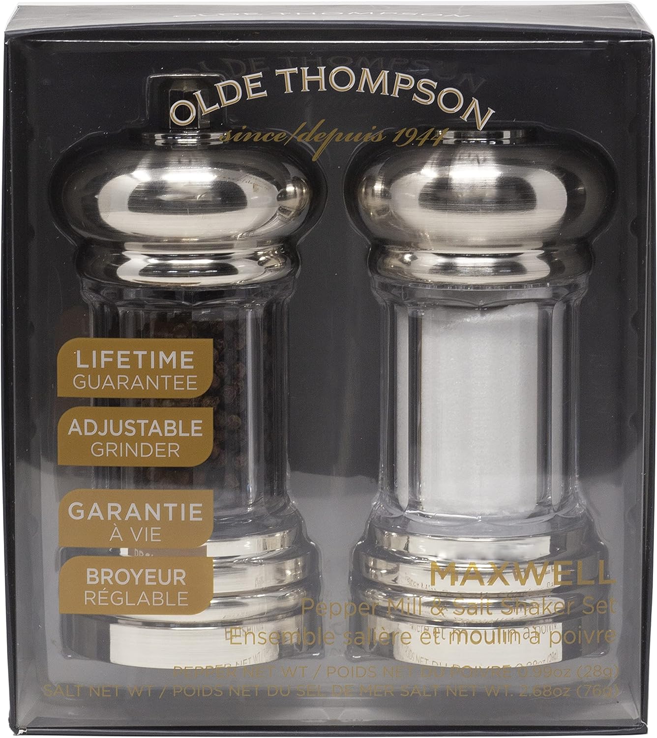 Olde Thompson - 7-Piece Pepper Mill Salt Shaker Set