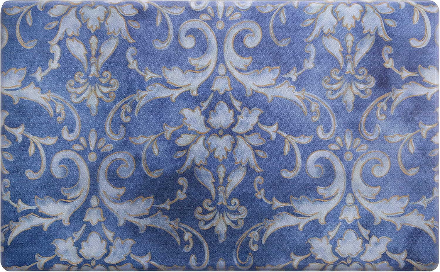 Cozy Anti-Fatigue Kitchen Mat 12 Inch Thick Damask Blue